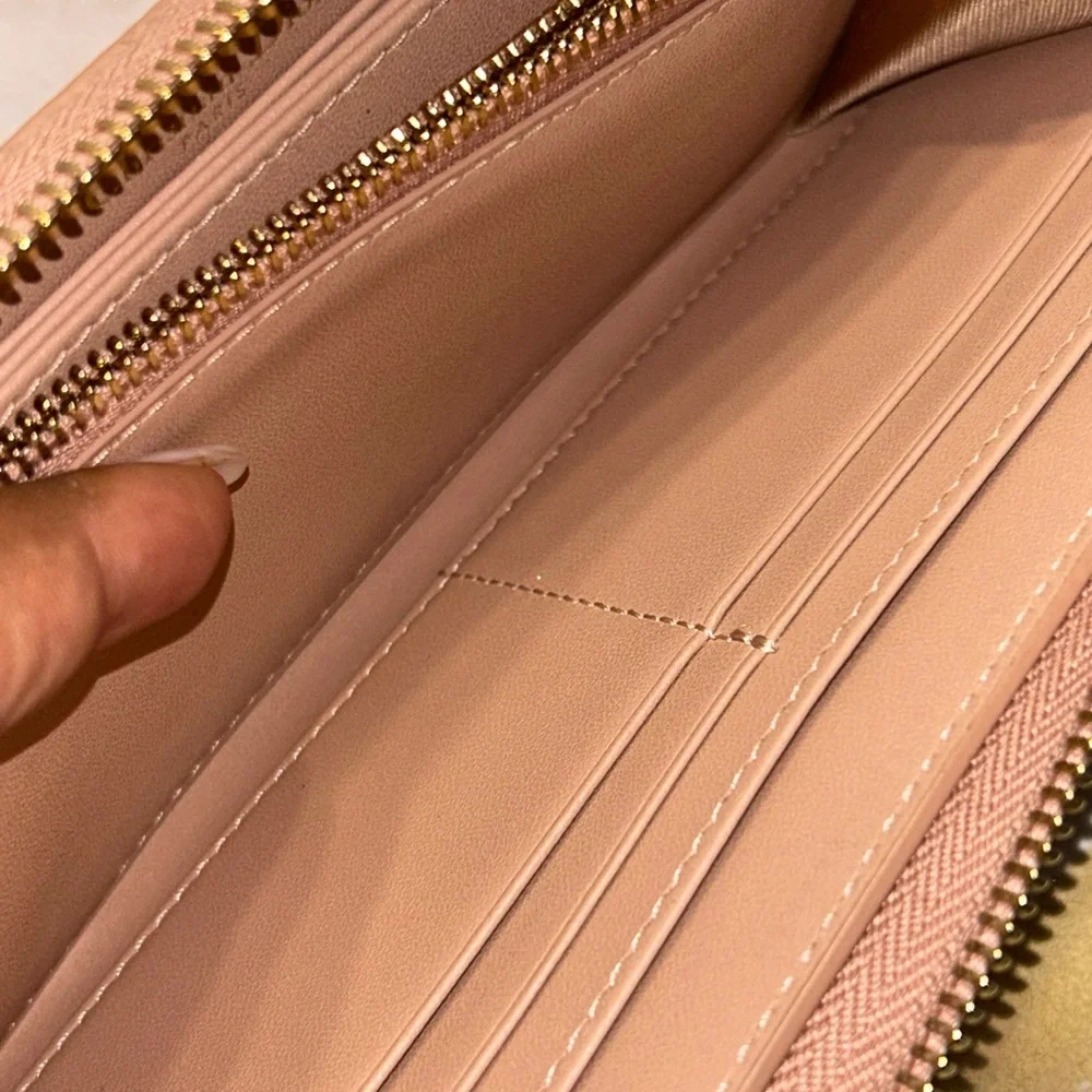 Christian Dior Blush Pink‎ Grained Leather Zippy Wallet